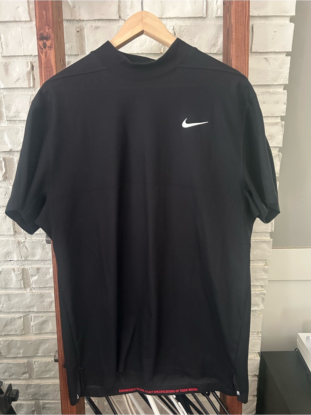Nike Tiger Woods TW Mock Air Polo Black Golf Shirt L